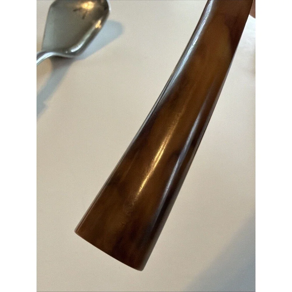 Vintage Caramel Bakelite Utensils Pie Server Ice Cream Scoop and Fork Marbling